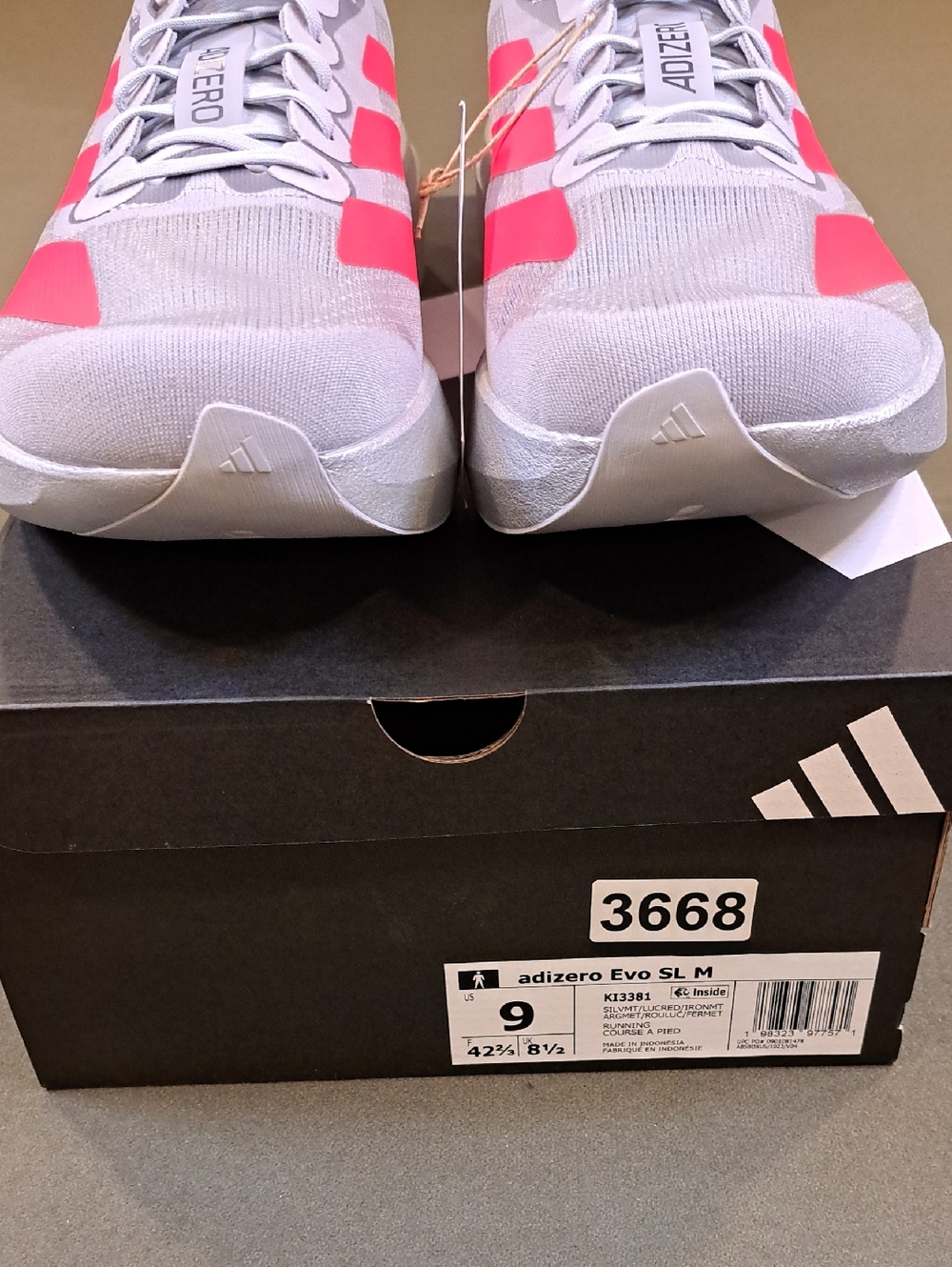Adidas Adizero EVO SL Shoes - Color: Silver/Red/Iron - Size: Men 9 - Picture 3 of 10